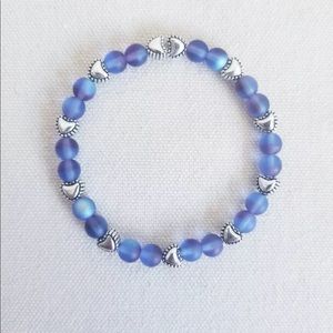 Purple Glass Beads W/ Silver Plated Heart Beads